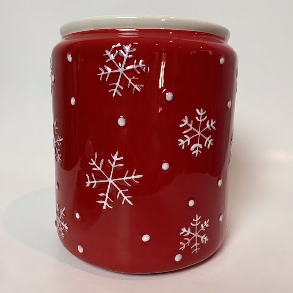 Hallmark Ceramic Christmas Cookie Jar Snowman Snowflakes Holiday Hosting Decor - Picture 4 of 10